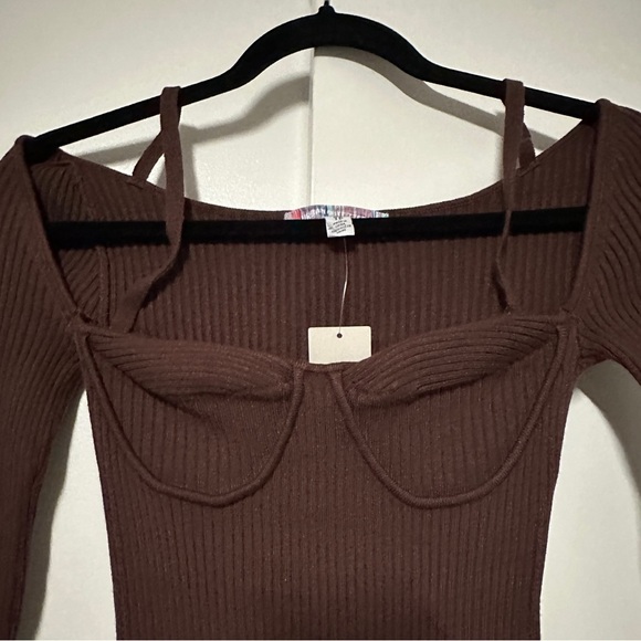 NWT Urban Outfitters Brown Jezebel Corset Ribbed Mini Dress Size XS - Picture 5 of 8